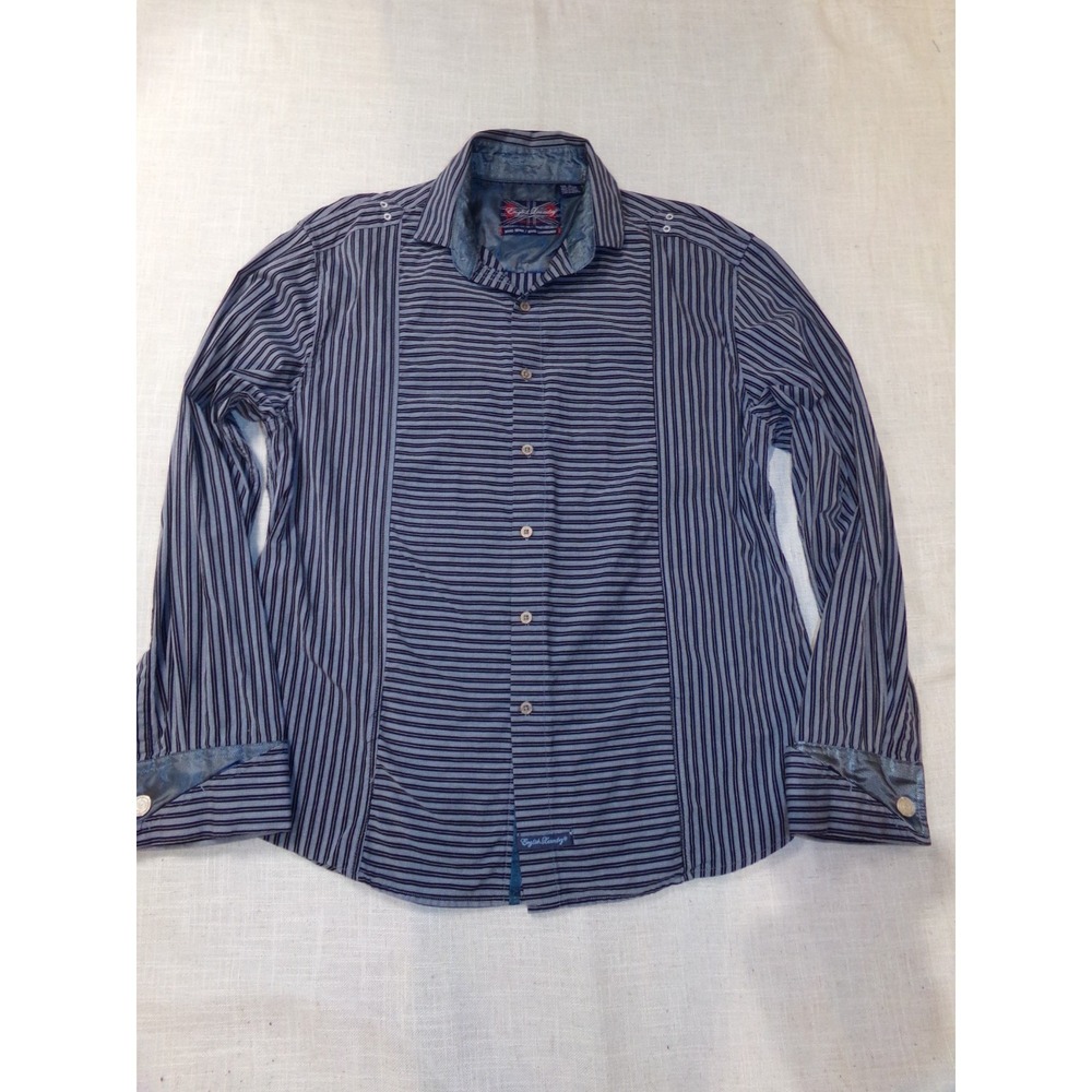 English Laundry Dress Shirt Graphic Snap Cuff Striped Mens Size XL